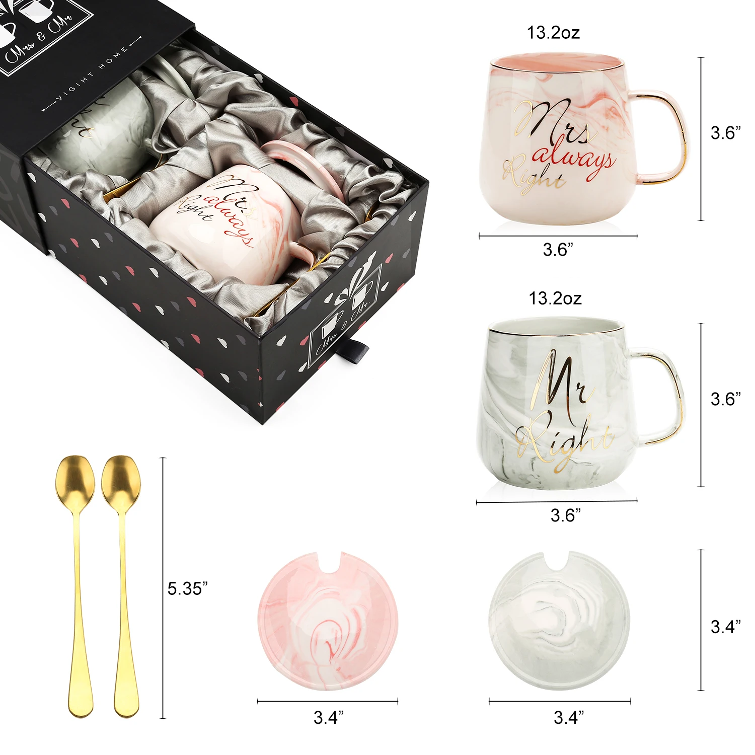 Pink Marble Ceramic Couple Mug Set - Image 2