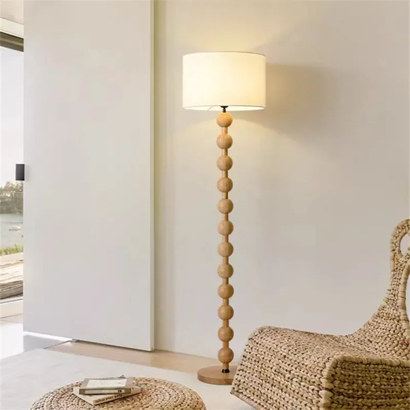 Vintage Wood-Bead Floor & Table Lamp - Image 2