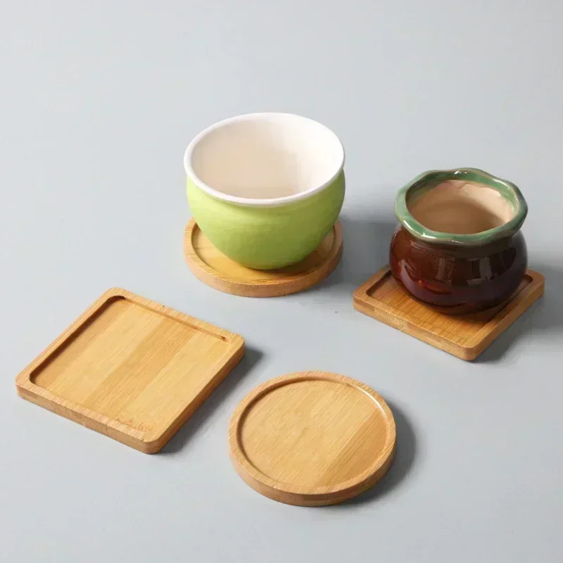 Multi Bamboo Tray Wood Saucer Flower Pot Tray Cup Pad Coaster Plate Kitchen Decorative - Image 3