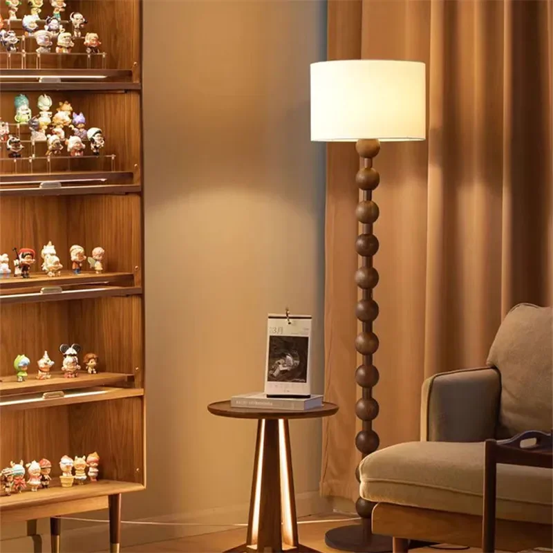 Vintage Wood-Bead Floor & Table Lamp - Image 3