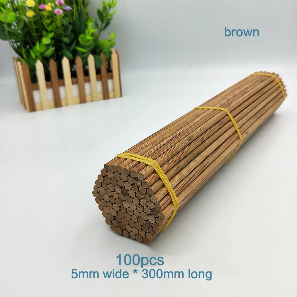 100pcs Natural Carbonized Round Square Bamboo Sticks - Image 9