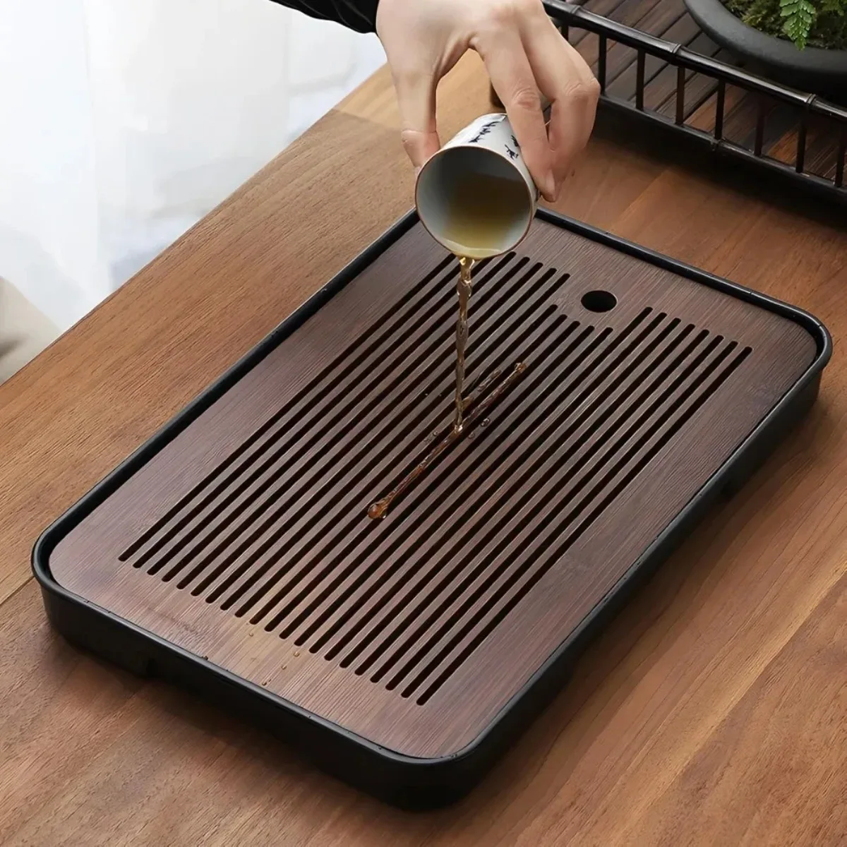 Portable Detachable Bamboo Tea Table Dry Wet Dual Use KungFu Tea Tray with Drainage - Image 2