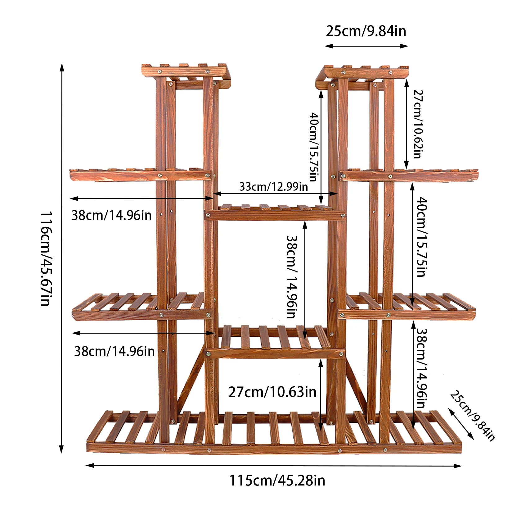 Brown Wooden Plant Shelf - Image 3