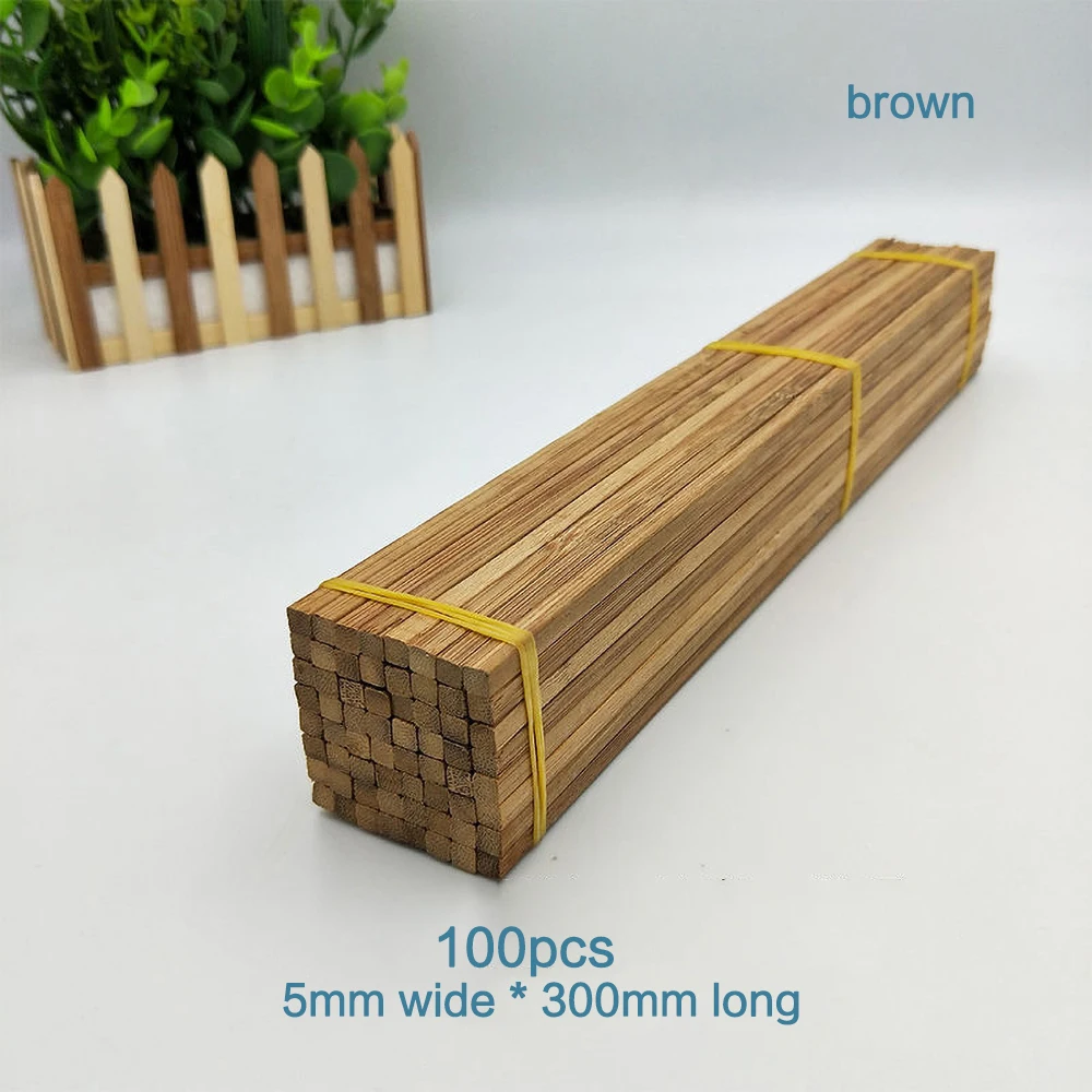 100pcs Natural Carbonized Round Square Bamboo Sticks - Image 10