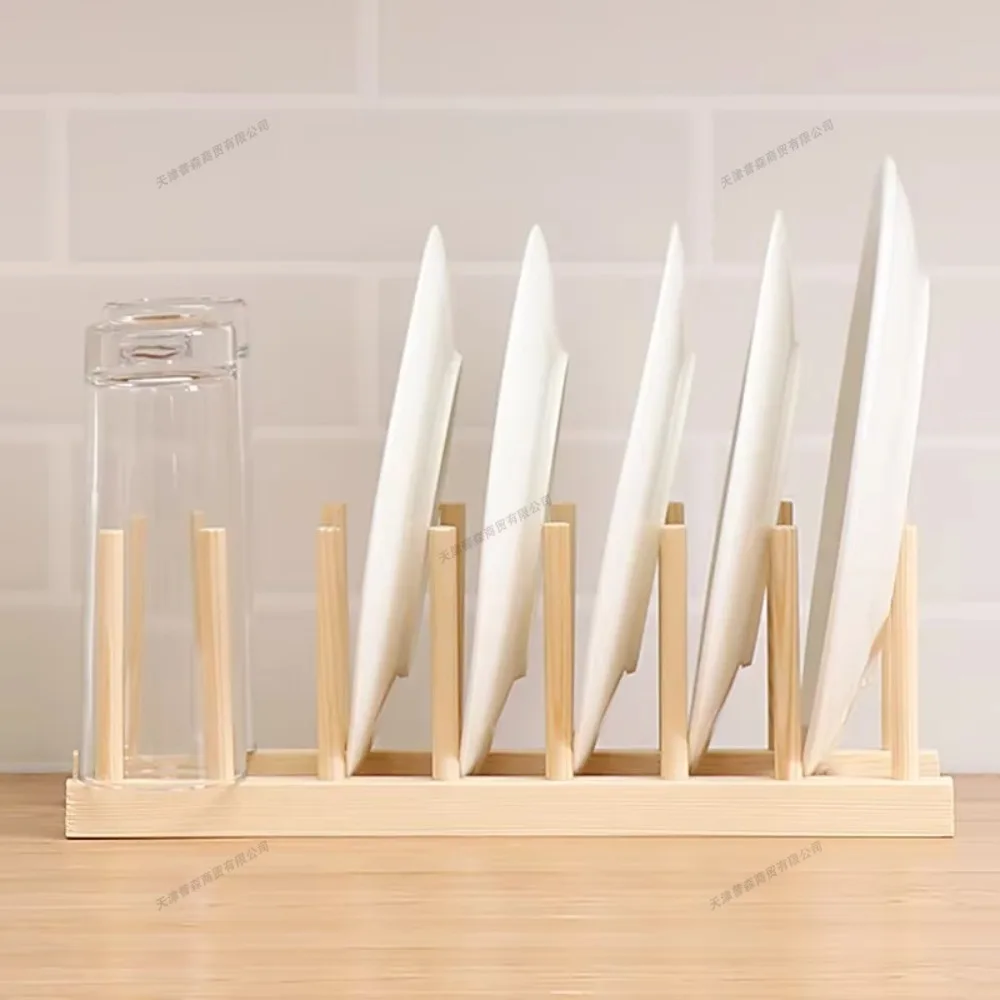 DIY Locker Bamboo Drain Rack Wooden Plate Rack Dish Rack Kitchen Organizer for Plates/Cutting - Image 2
