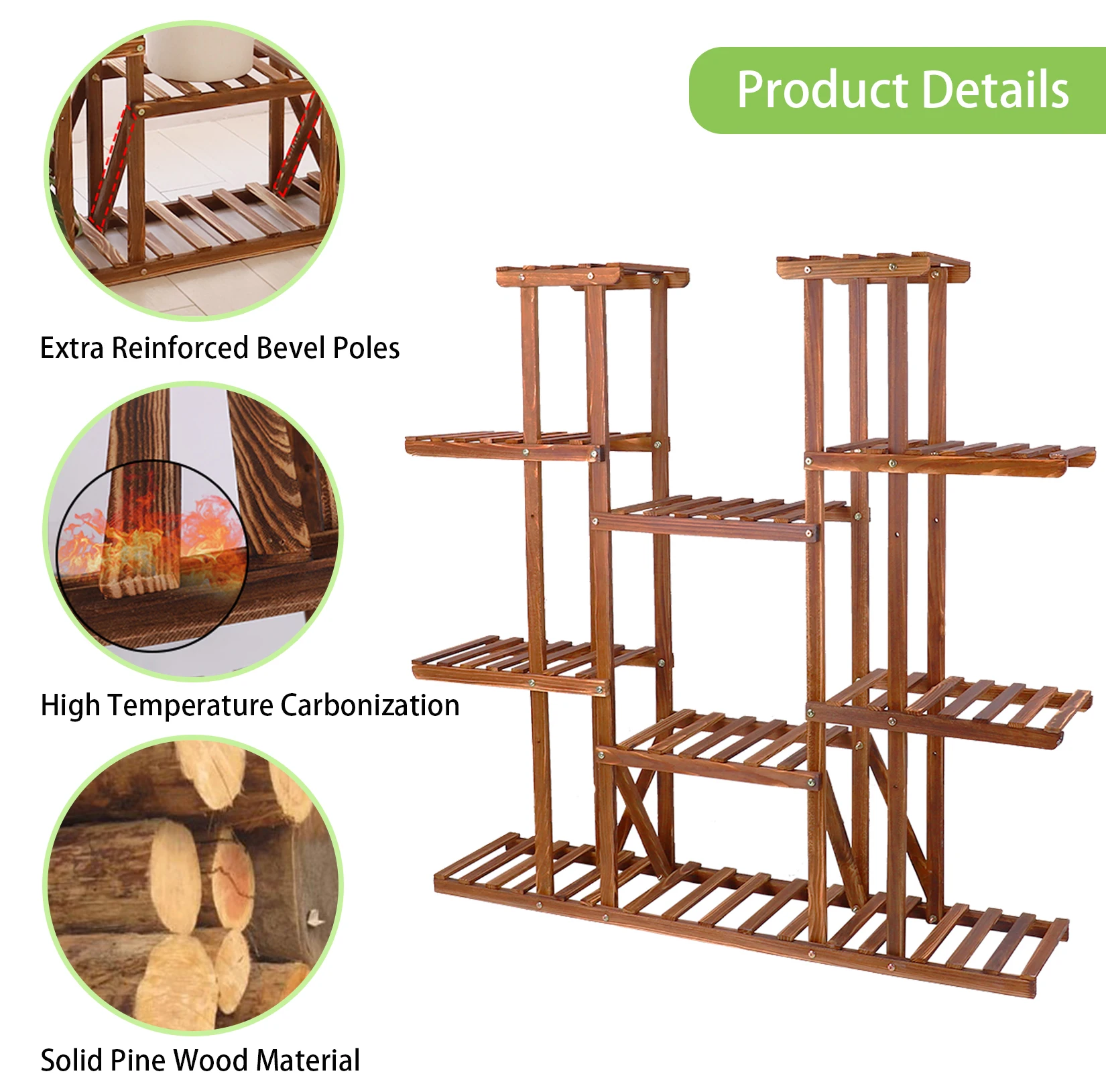 Brown Wooden Plant Shelf - Image 5