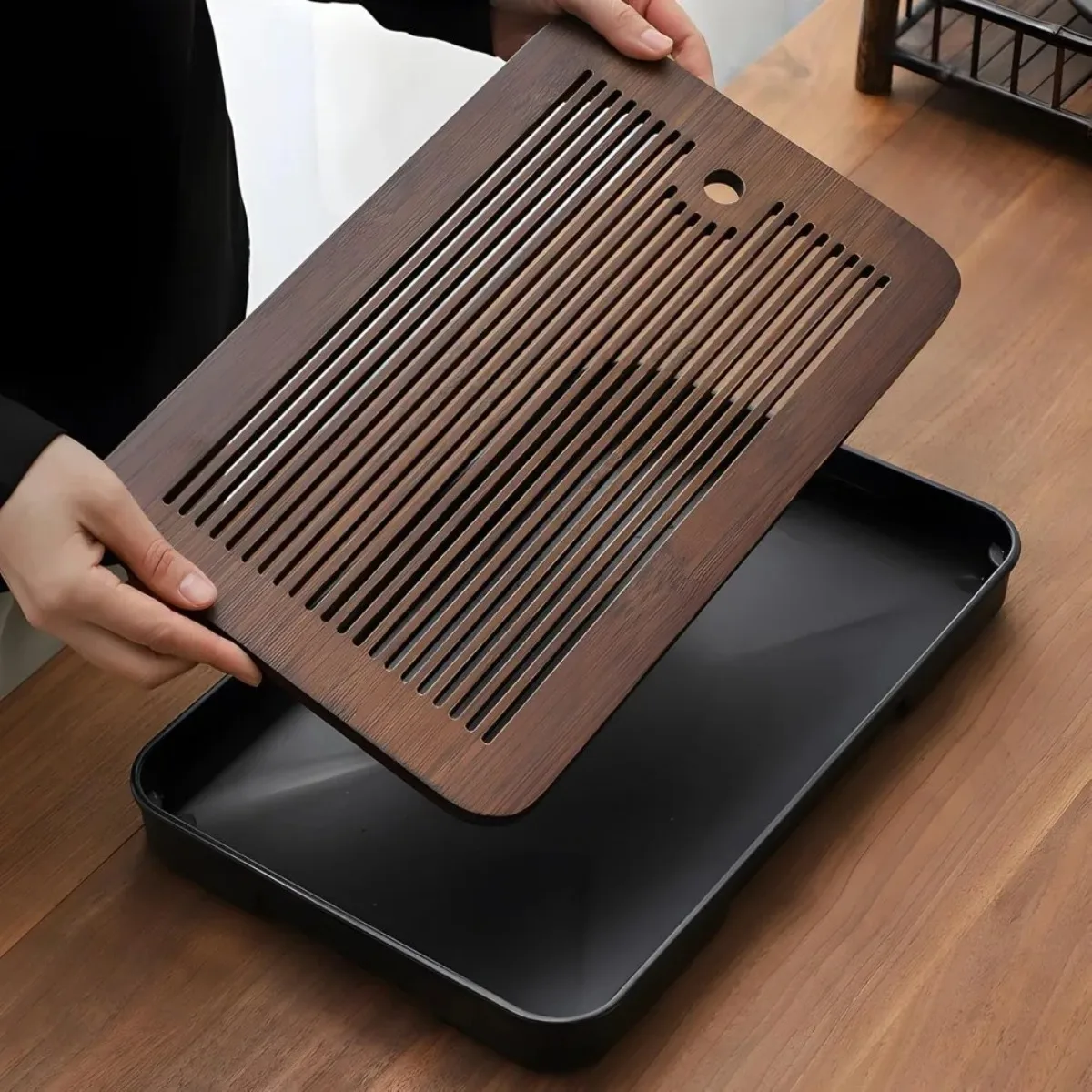 Portable Detachable Bamboo Tea Table Dry Wet Dual Use KungFu Tea Tray with Drainage - Image 5