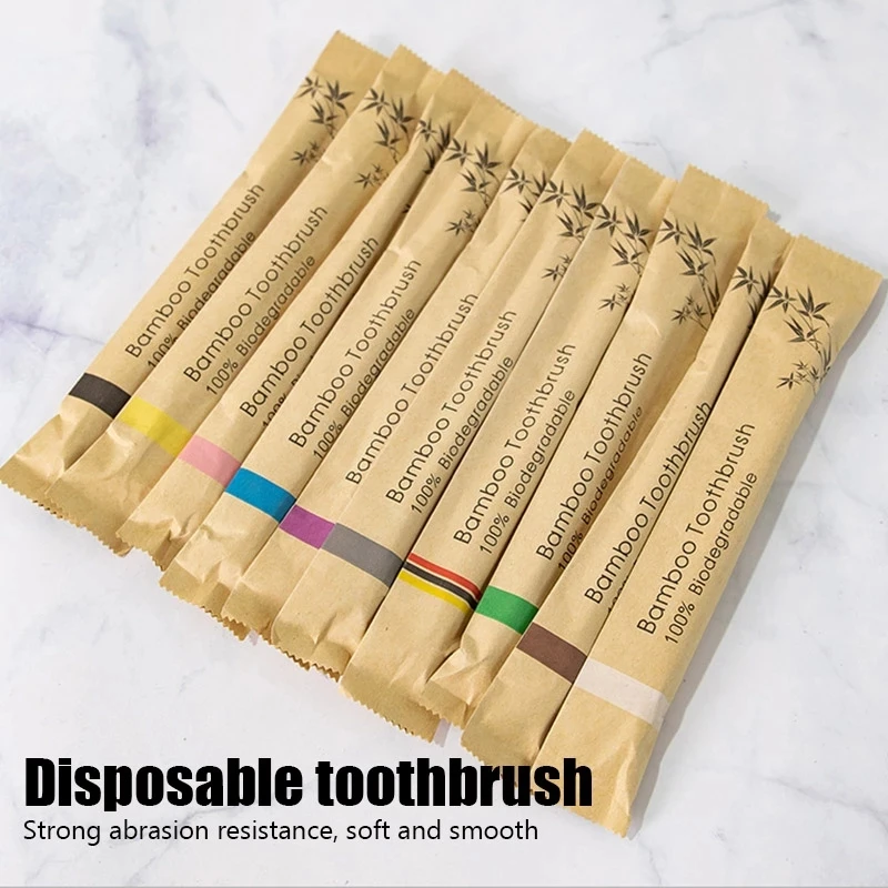 10Pcs Bamboo Toothbrush Eco Friendly Wooden Tooth Brush Soft Bristle Tip Charcoal Adults Oral - Image 2