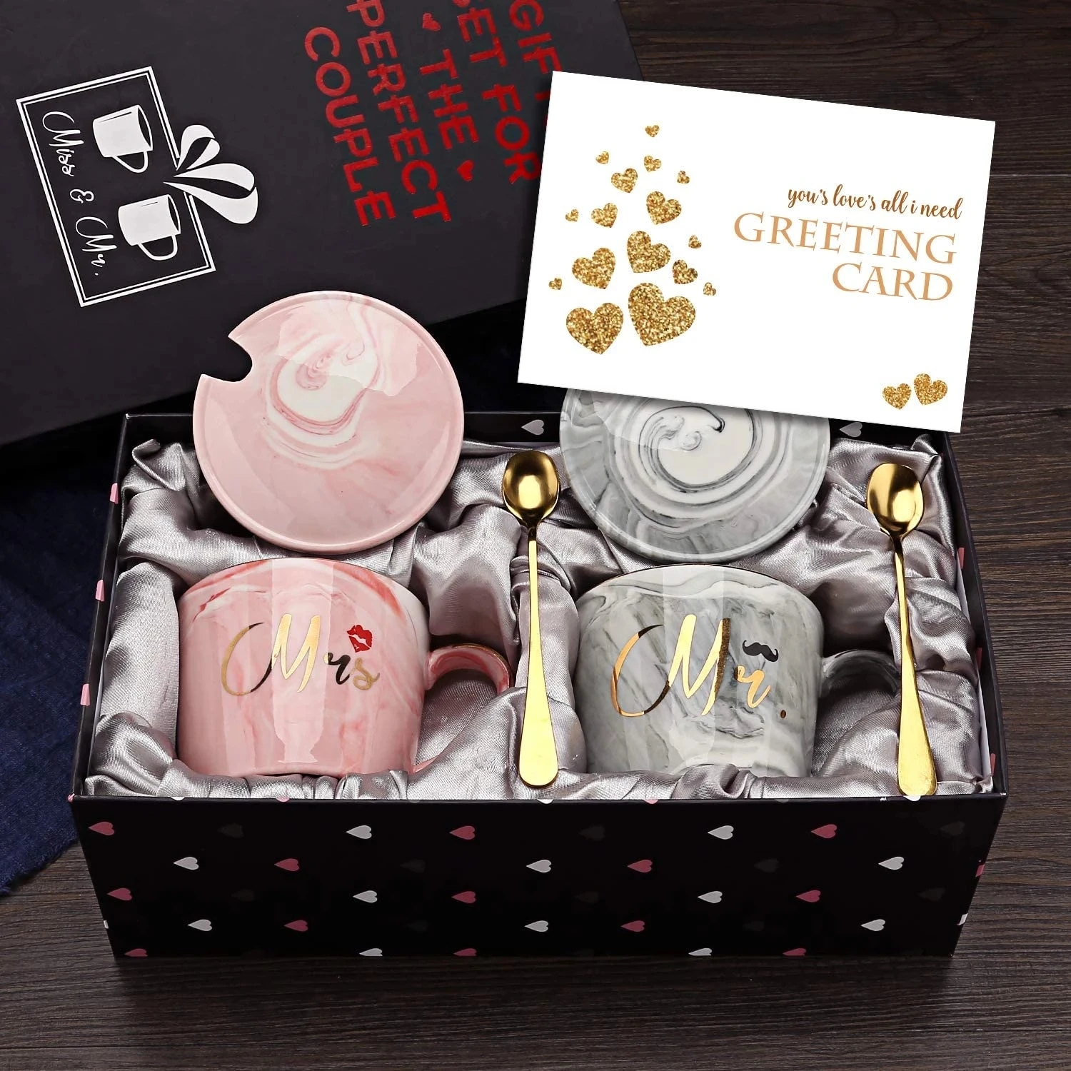 Pink Marble Ceramic Couple Mug Set - Image 9