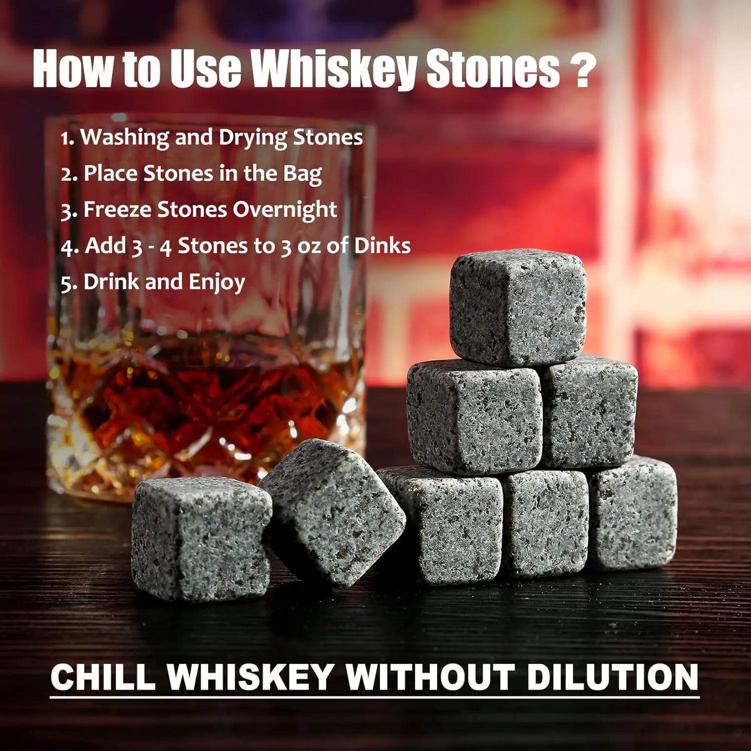 Granite Whiskey Stones & Glass Set - Image 4
