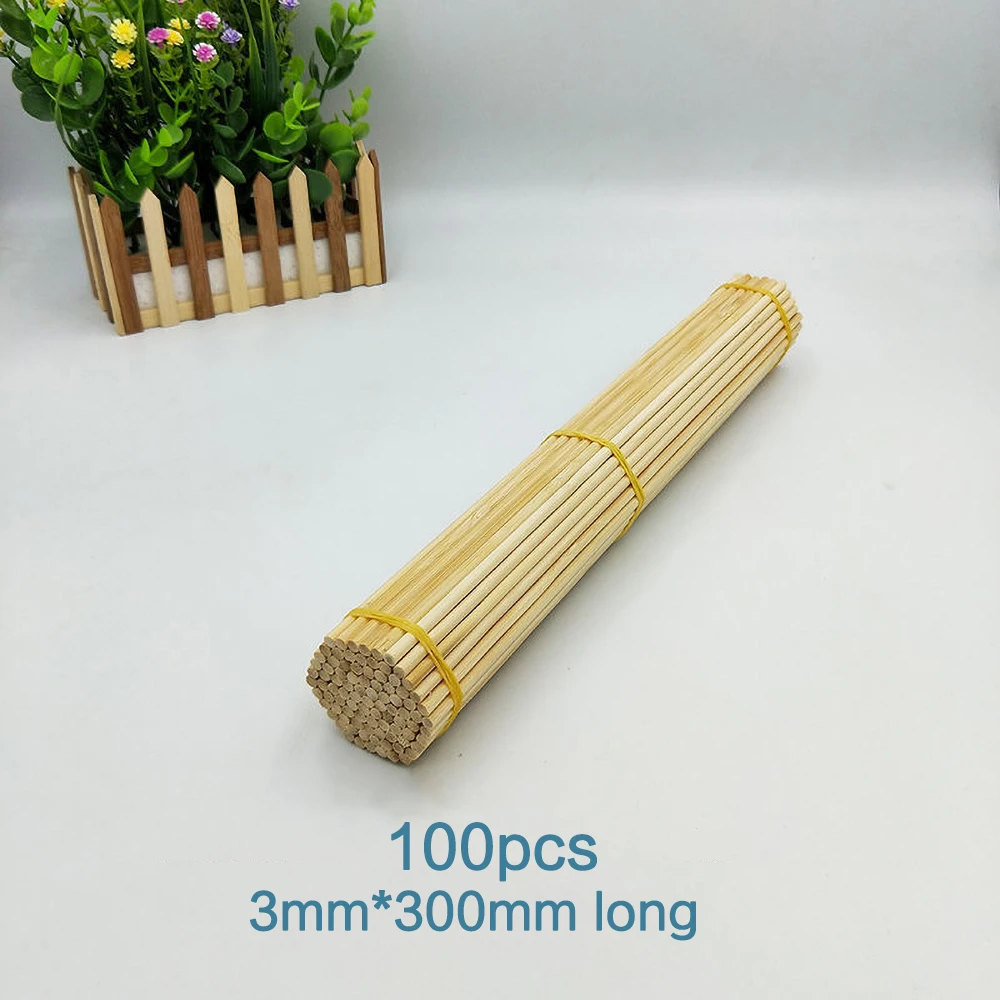 100pcs Natural Carbonized Round Square Bamboo Sticks - Image 14