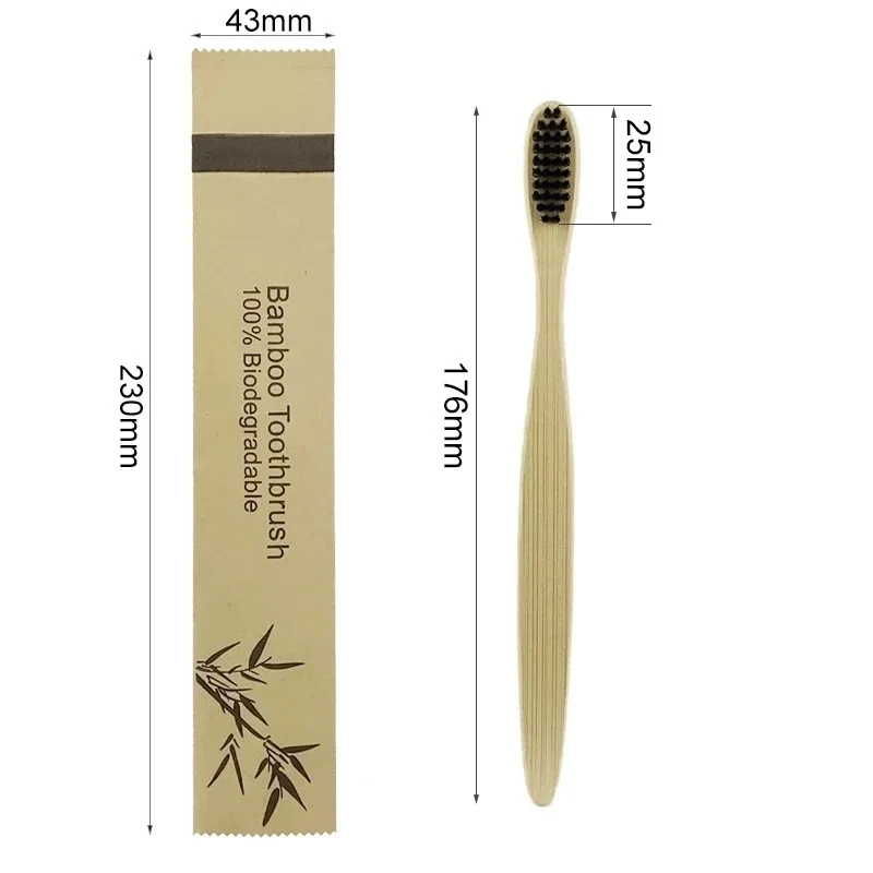 10Pcs Bamboo Toothbrush Eco Friendly Wooden Tooth Brush Soft Bristle Tip Charcoal Adults Oral - Image 4