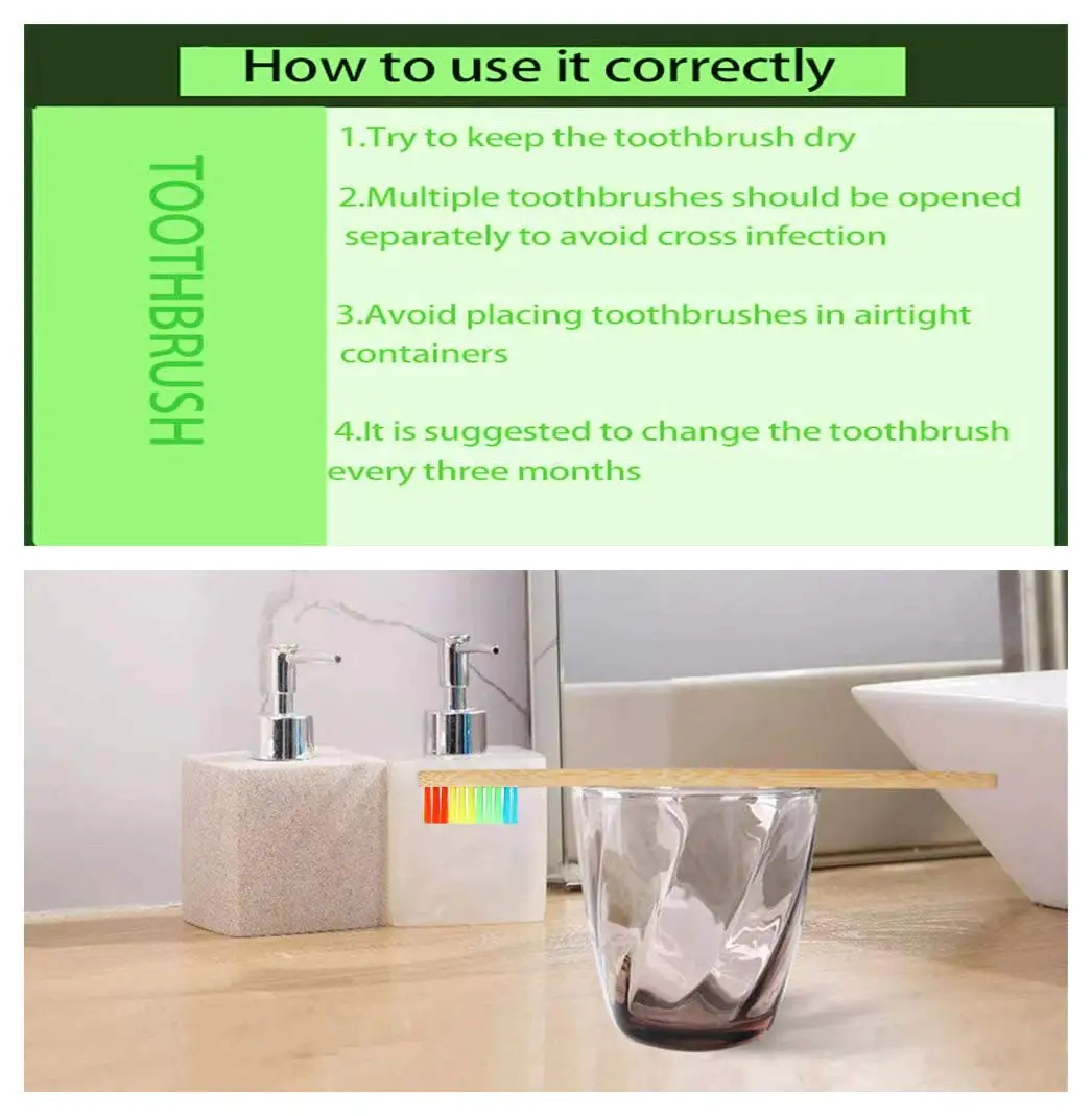 10Pcs Bamboo Toothbrush Eco Friendly Wooden Tooth Brush Soft Bristle Tip Charcoal Adults Oral - Image 5