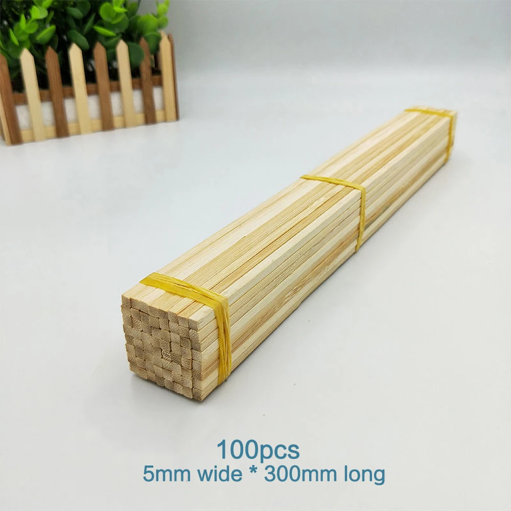 100pcs Natural Carbonized Round Square Bamboo Sticks - Image 16