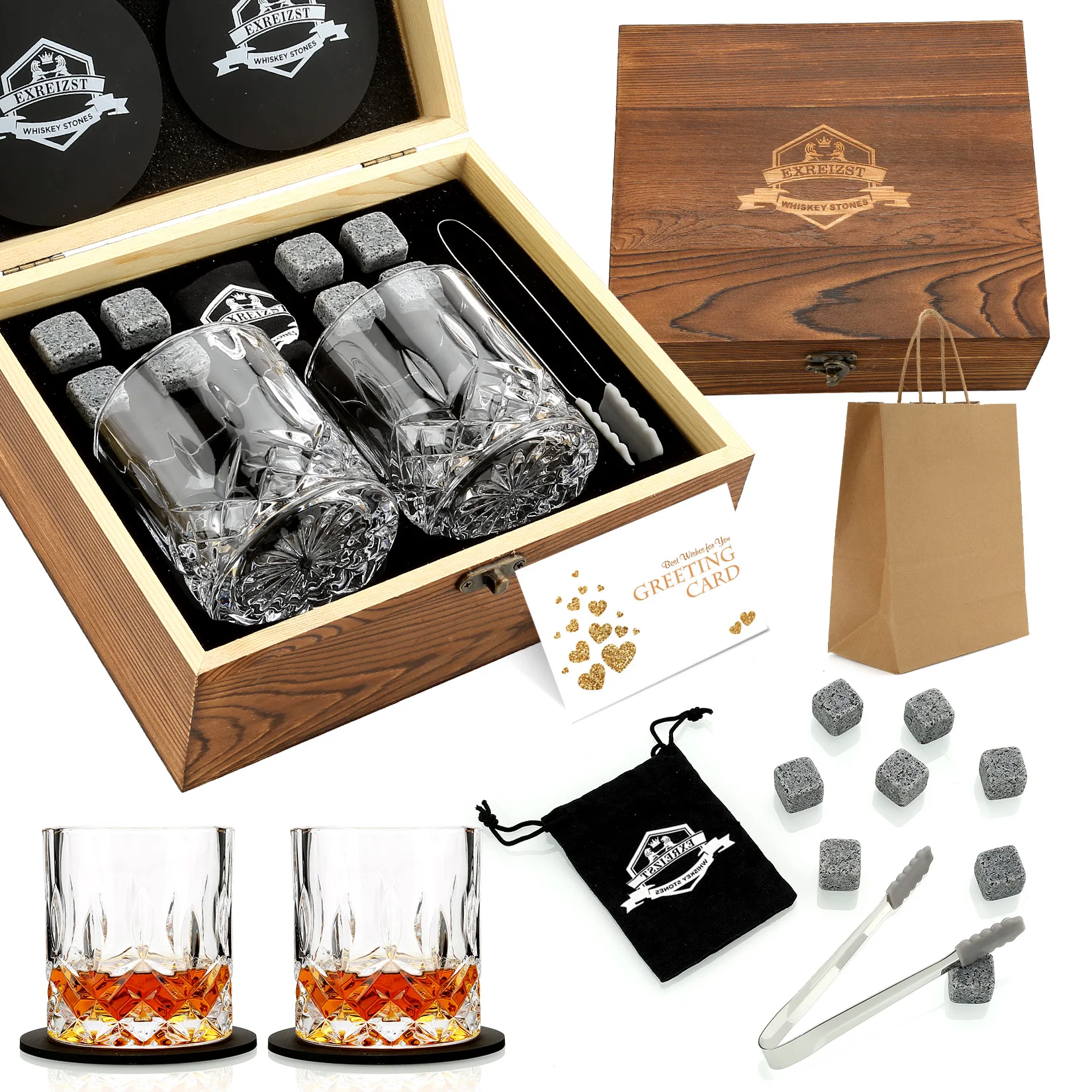 Granite Whiskey Stones & Glass Set