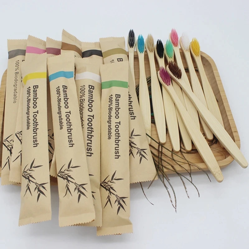 10Pcs Bamboo Toothbrush Eco Friendly Wooden Tooth Brush Soft Bristle Tip Charcoal Adults Oral - Image 12