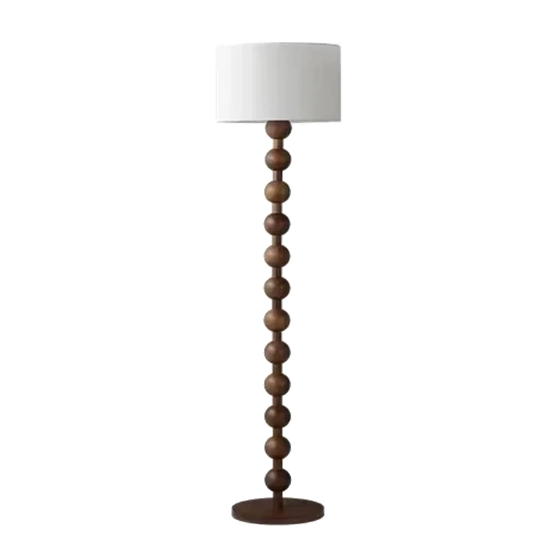 Vintage Wood-Bead Floor & Table Lamp